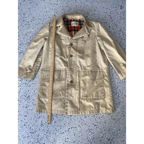 Vintage Zero King Overcoat Mens 44 Brown Wool USA Plaid Lined Missing Button - Picture 2 of 8